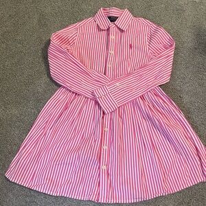 Polo by Ralph Lauren Kids Dress in Pink and White Stripes